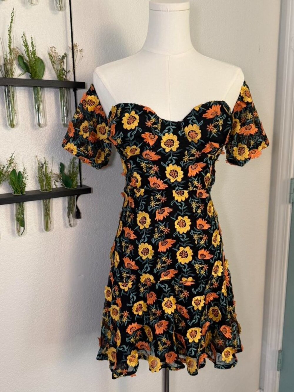 For Love and Lemons Amelia Dress Mini Floral Applique